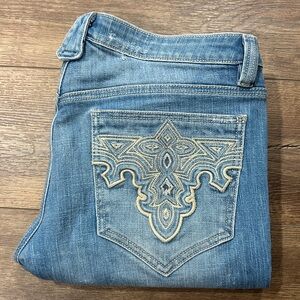 Antik Denim 100% cotton boot cut embroidered pocket jeans size 31 (VG very good)